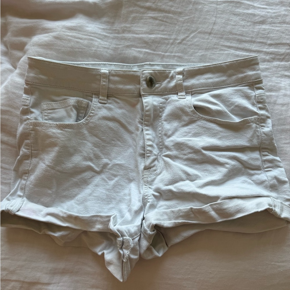 White jean shorts